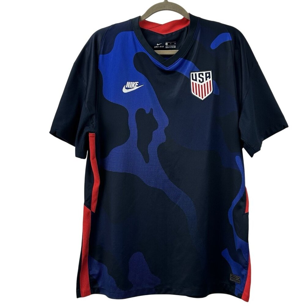 Nike USMNT Team USA Soccer Jersey Men's Size XL Vaporknit Match Away Blue Camo